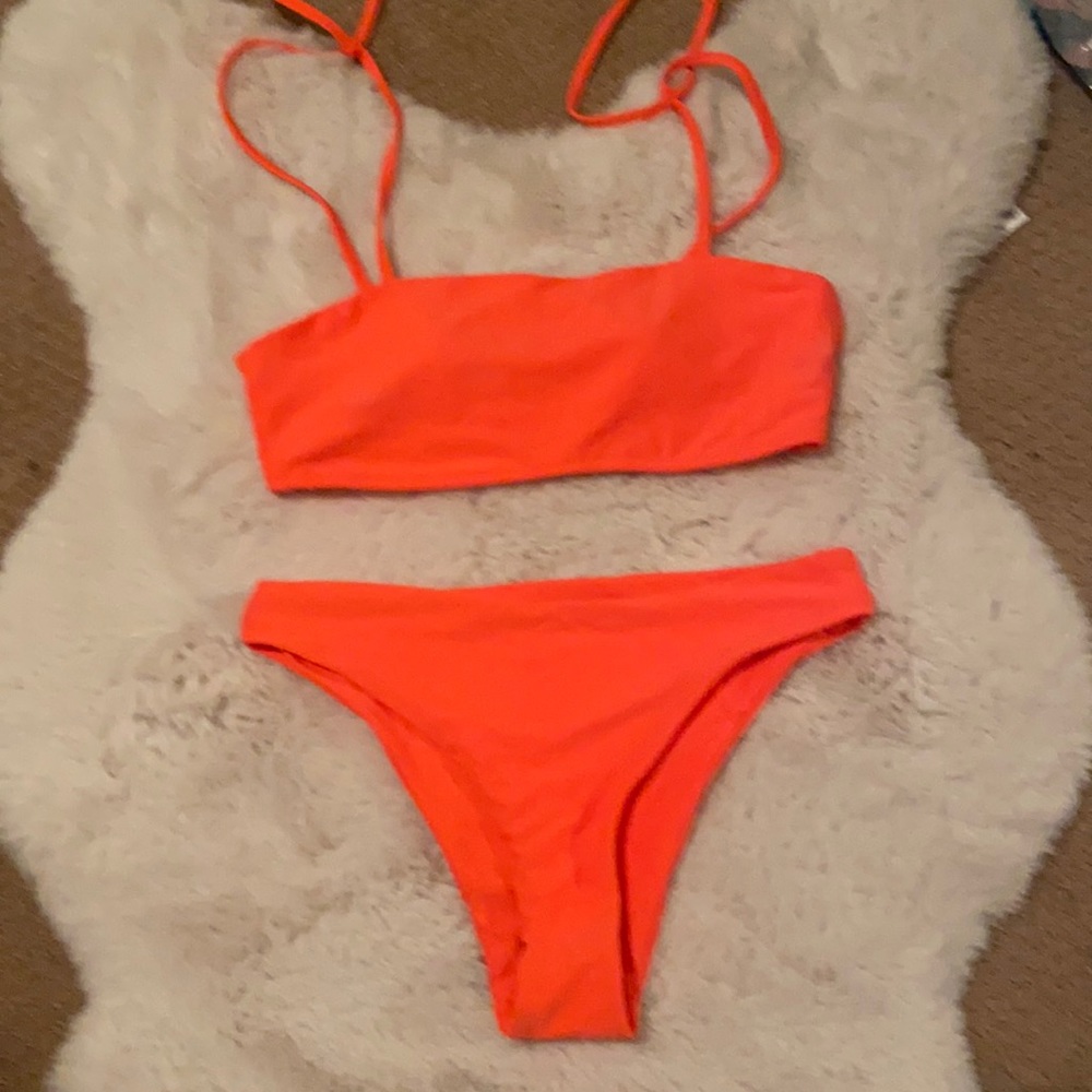 SHEIN: neon orange bandeau bikini